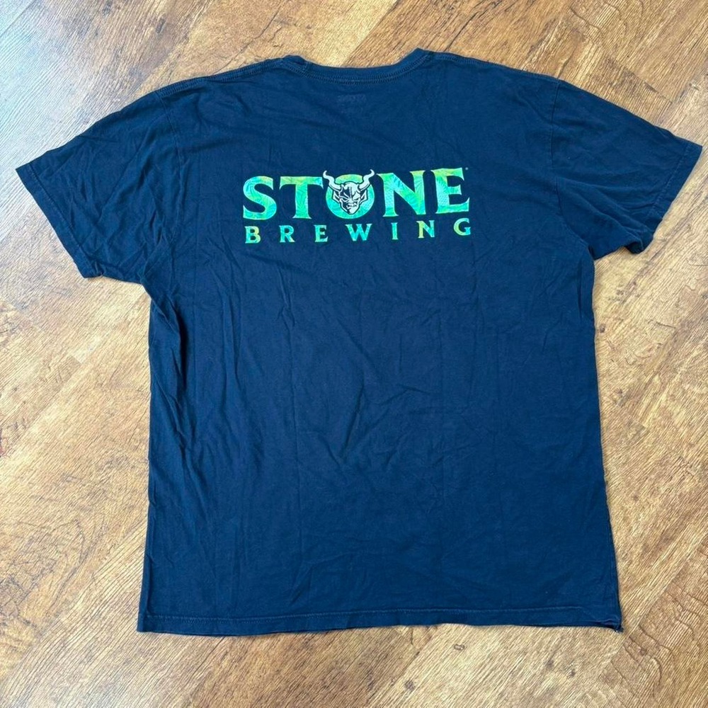 Stone Brewing Gargoyle Graphic T-Shirt Mens XL Black Tropical Green Logo Tee